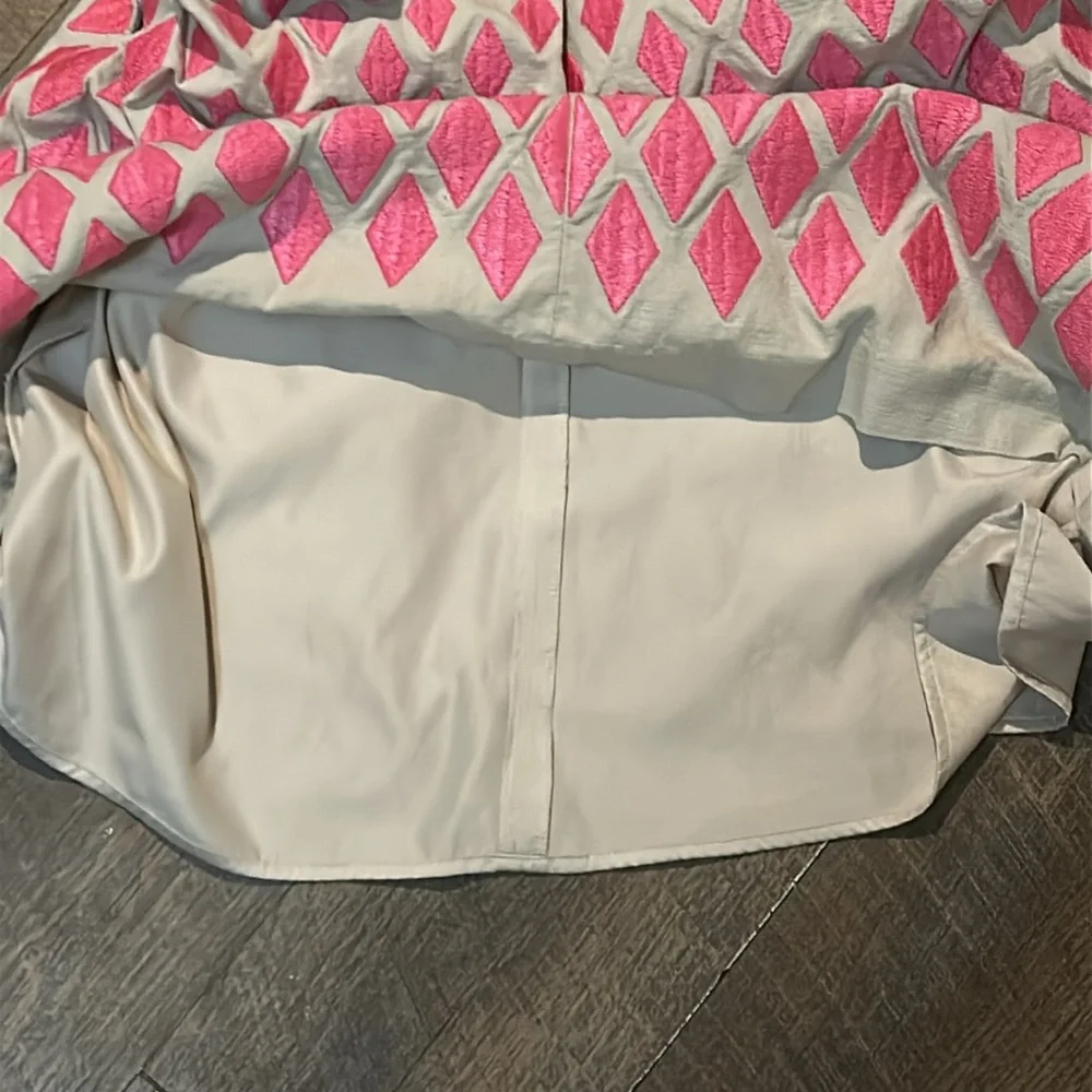 Boden Pink Embroidered Diamond Mini Skirt Stone Geometric US 6P Petite‎